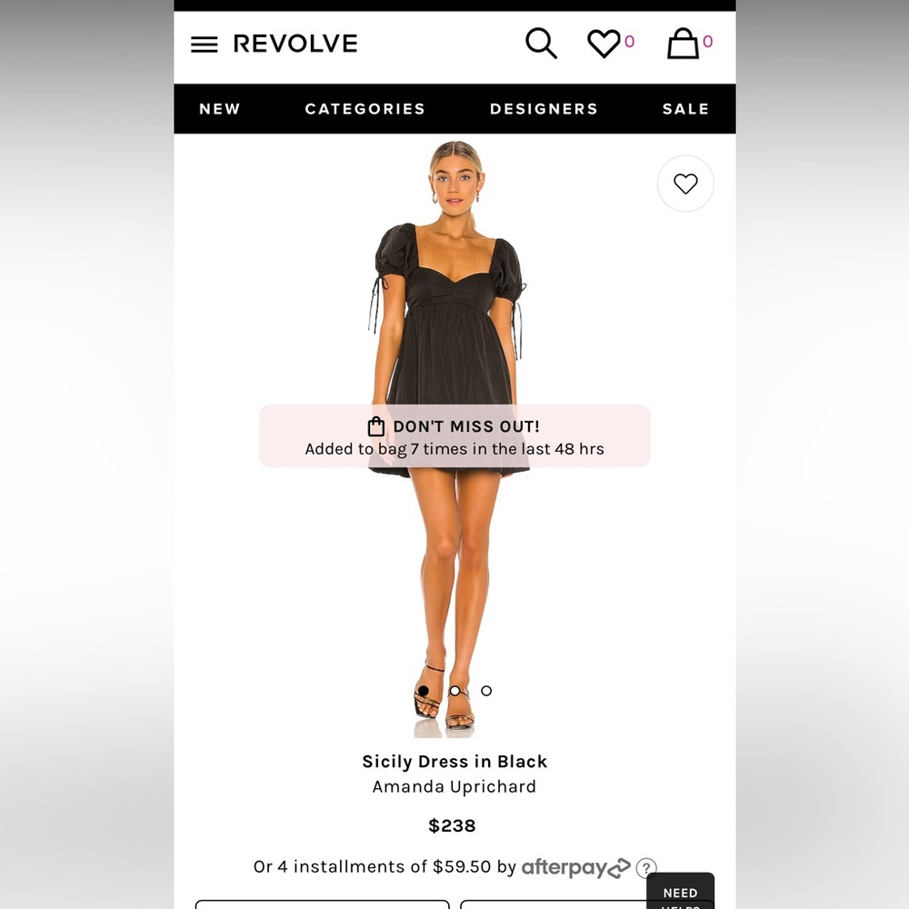 Black Sicily Dress. Amanda Uprichard. Size XS